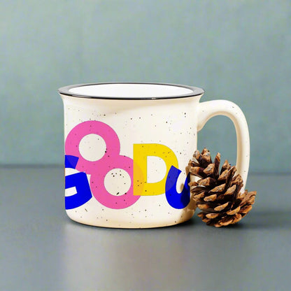 CanDo Ceramic Camp-Style Mug in Speckled Cream