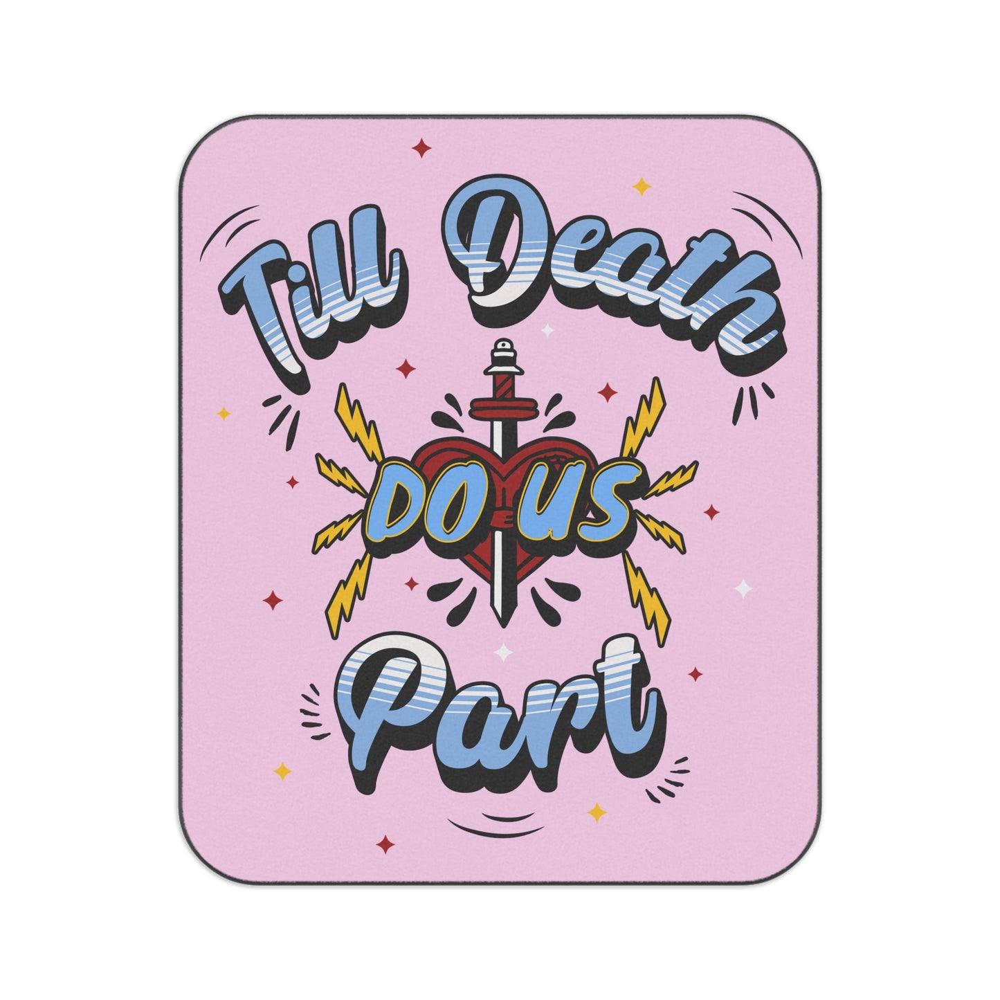 Till Death Do Us Part - Picnic Blanket with Carry Strap for Couples, Romantic Outdoor Blanket, Wedding Gift, Engagement Picnic Gear - Cool Pink