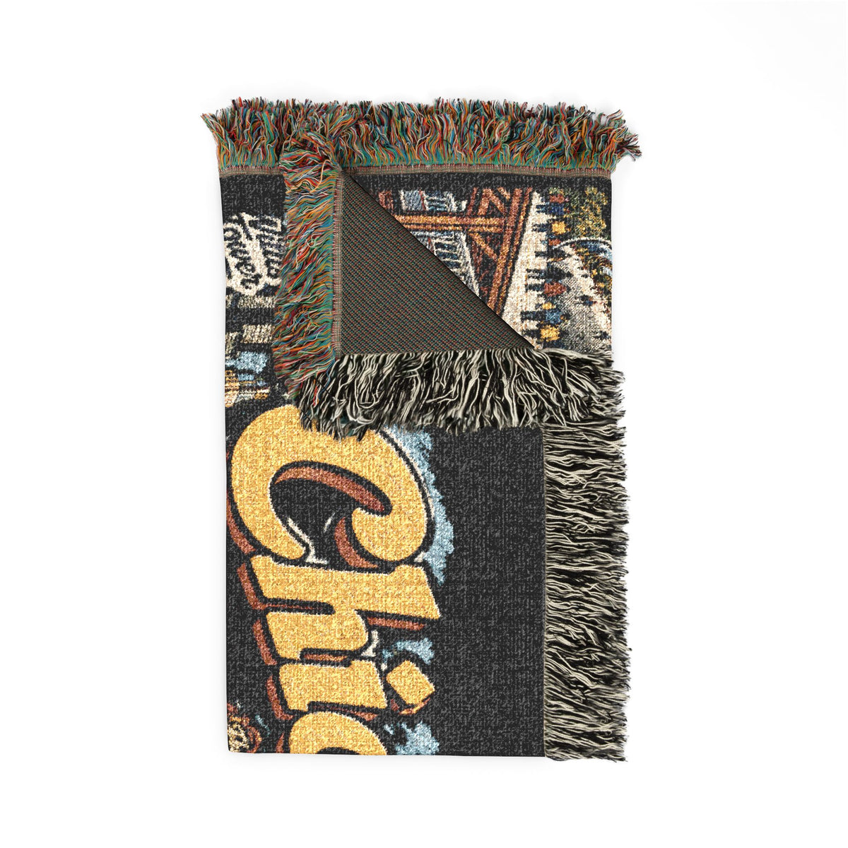 Chicago Skyline Vintage Postcard Souvenir Woven Blanket