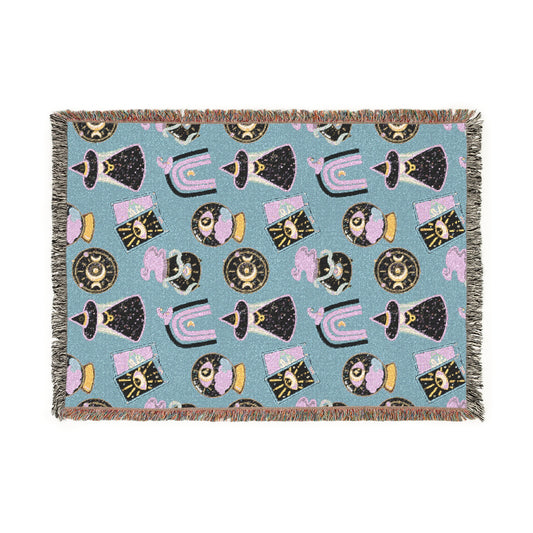 Witchcraft, Tarot, & Rainbows - Halloween - Woven Tapestry Throw Blanket