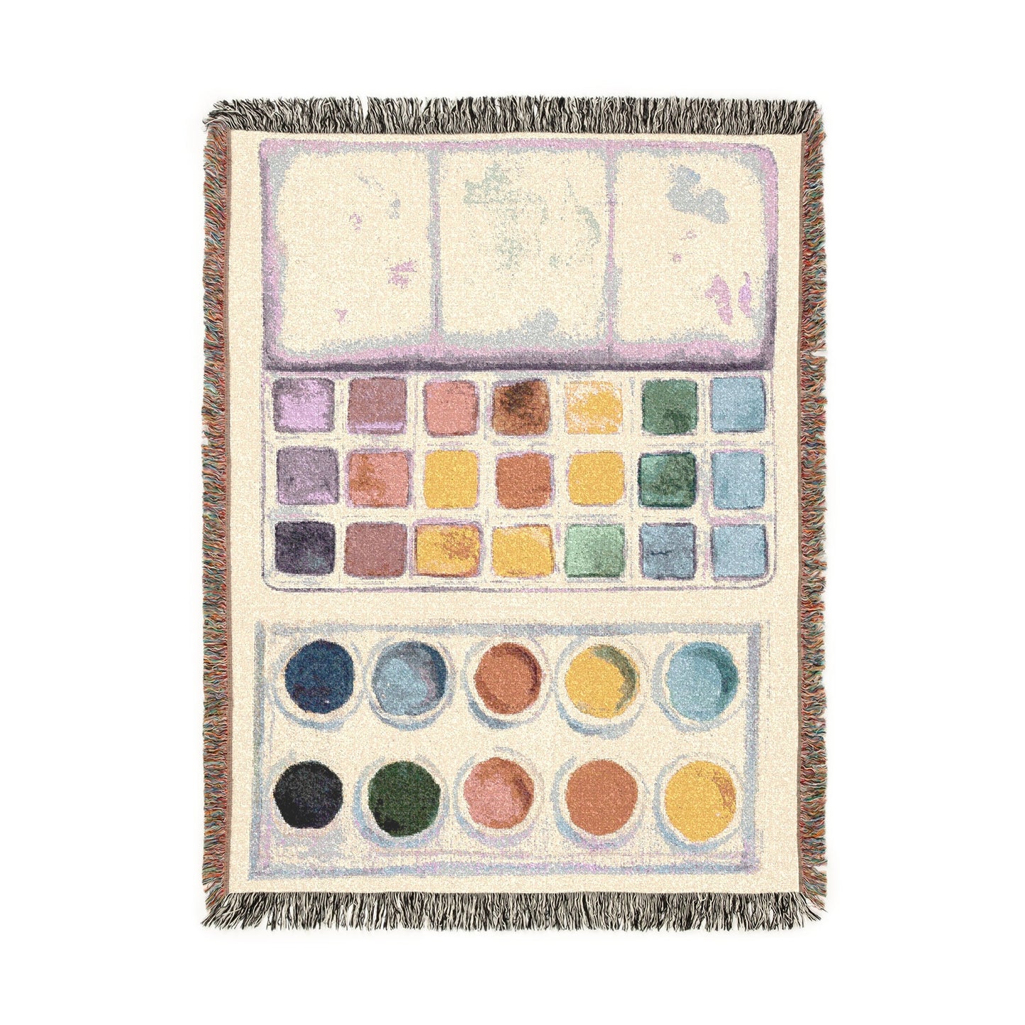 Watercolor Palette Woven Tapestry Jacquard Throw Blanket