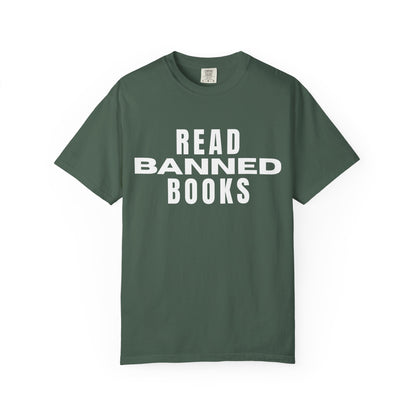 "Read Banned Books" - Unisex Premium Garment Dye T-Shirt - 32 Color Options