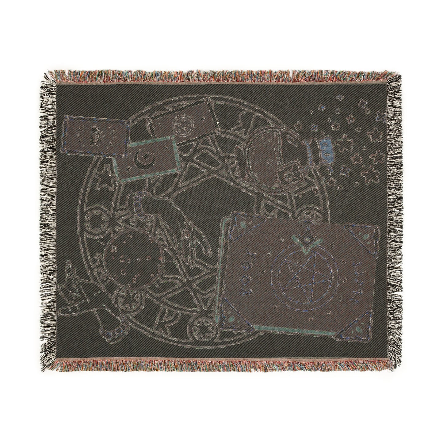 Mystical Crystal Ball Witchy Woven Astrology Jacquard Tapestry Throw Blanket - Halloween