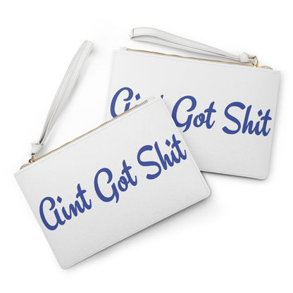 Ain't Got Shit Vegan Leather Wristlet Clutch Bag - Blue