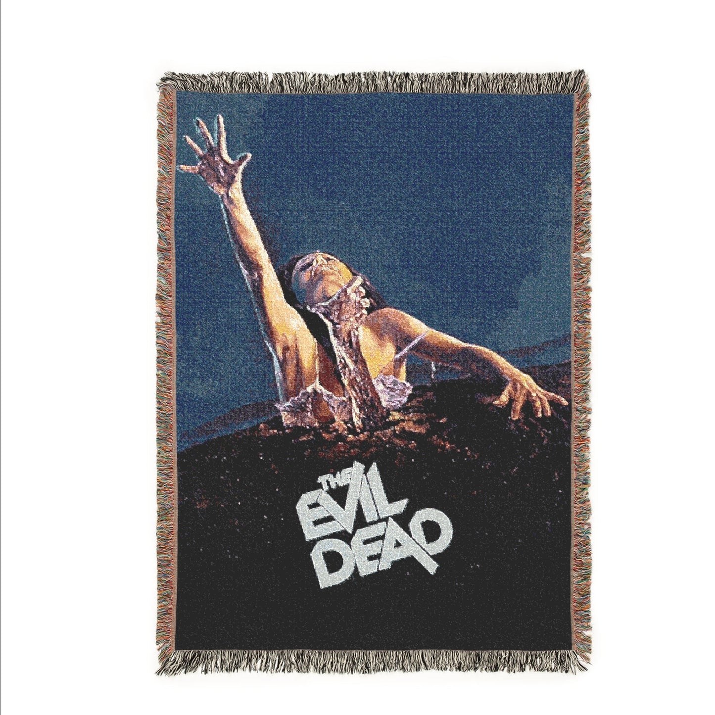 Vintage Movie Poster Evil Dead - Woven Tapestry Jacquard Throw Blanket - Halloween