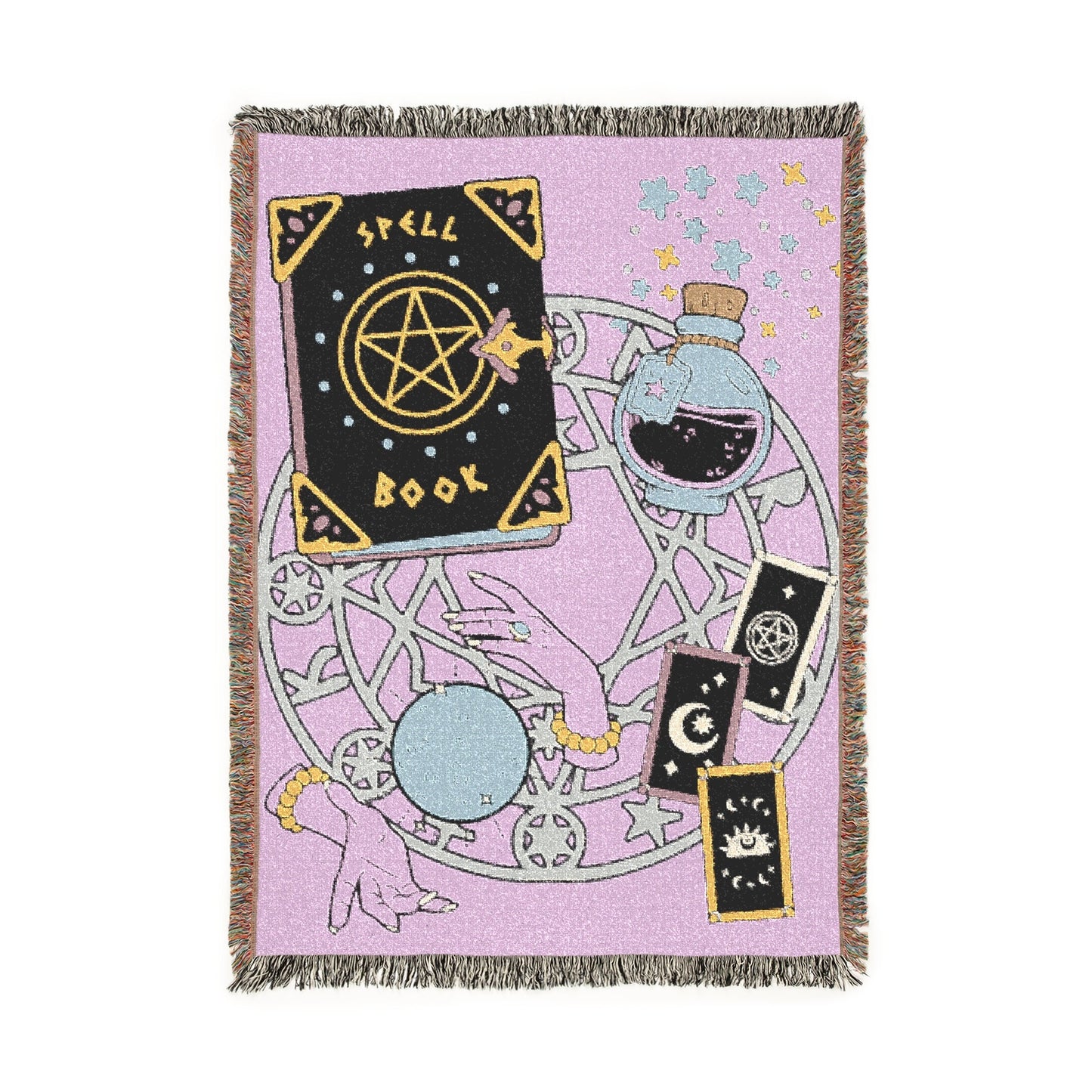 Mystical Crystal Ball Witchy Woven Astrology Jacquard Tapestry Throw Blanket - Halloween