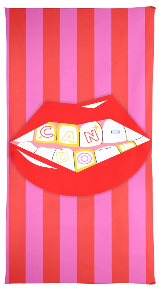 CanDo Goods Grill Red and Pink Stripe Beach Towel