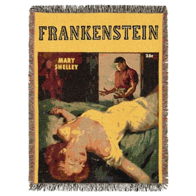 Frankenstein Vintage Comic Book - Halloween - Woven Tapestry Throw Blanket