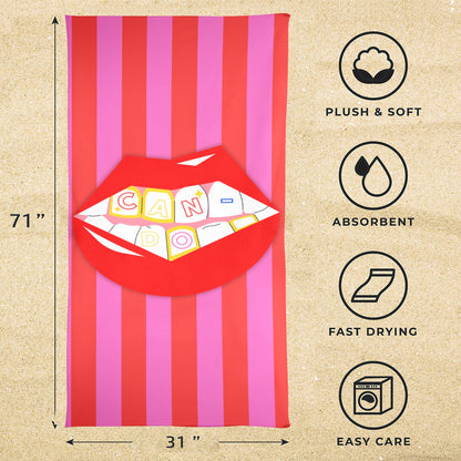 CanDo Goods Grill Red and Pink Stripe Beach Towel