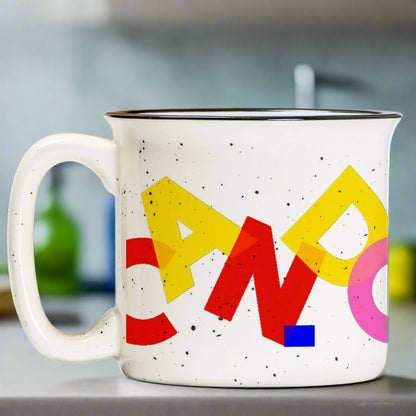 CanDo Ceramic Camp-Style Mug in Speckled Cream