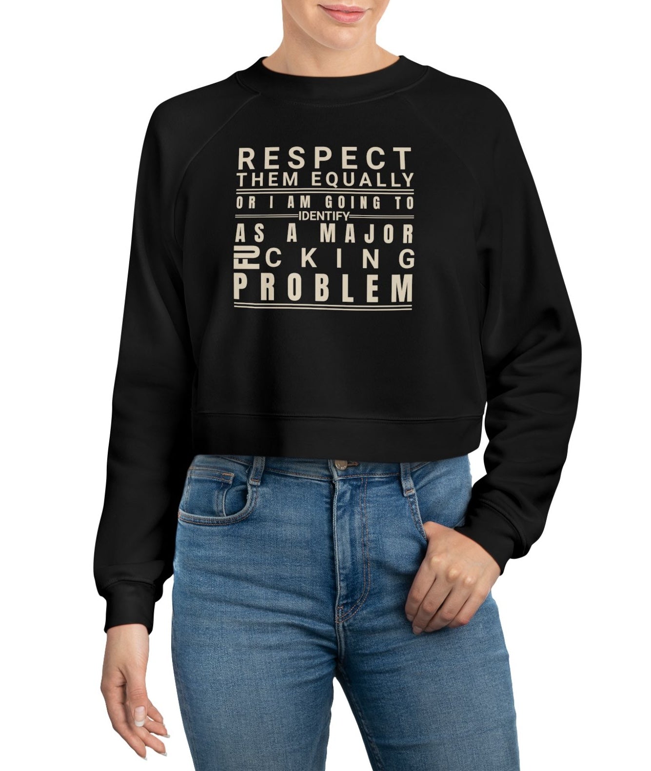 Respect Them Boxy Crop Crewneck Pullover Sweatshirt - 4 Colors