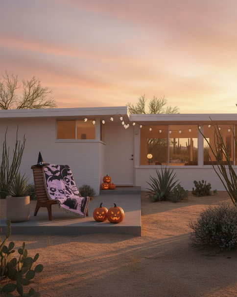 Monster Mash Goofy Ghouls Halloween Vintage Literary Woven Tapestry Jacquard Throw Blanket